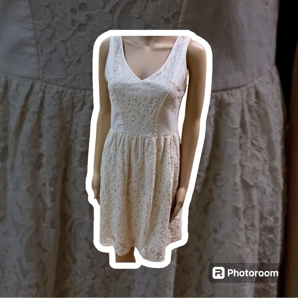 American Eagle Outfitters Ivory Cream Lace Detail A Line Summer Dress sz 6